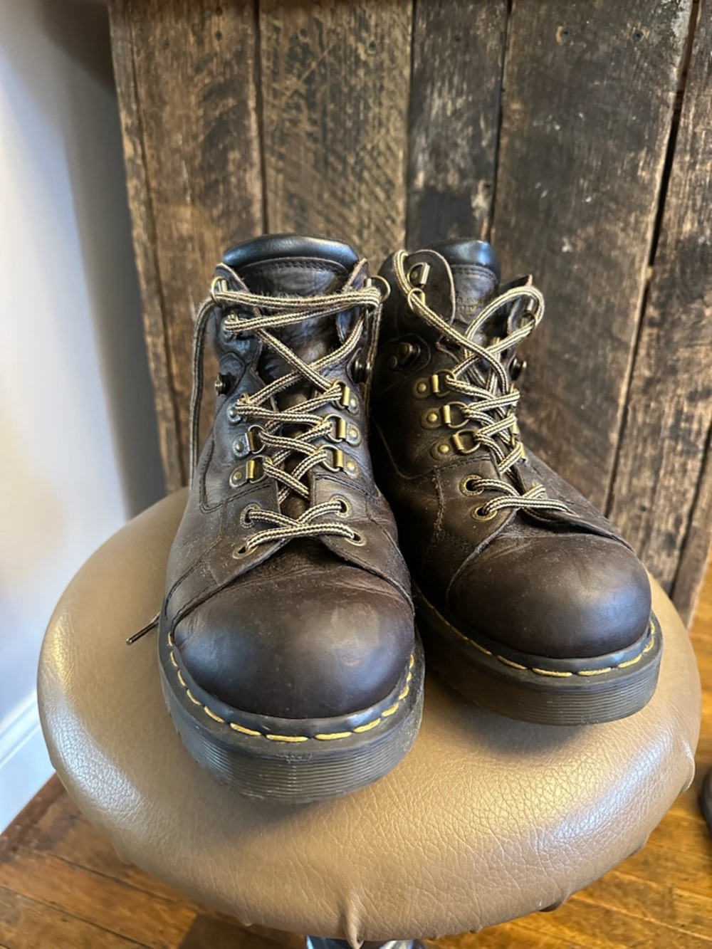 Dr. Martens dark brown leather vintage boots